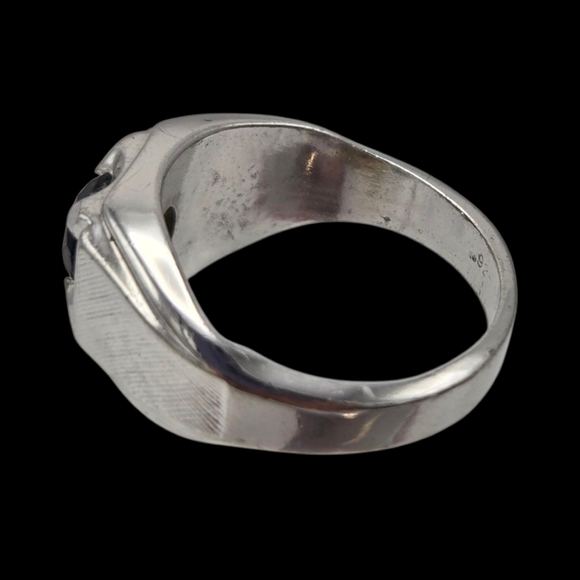 925 Silver Men's Ring with Blue Sapphire - Picture 3 of 9